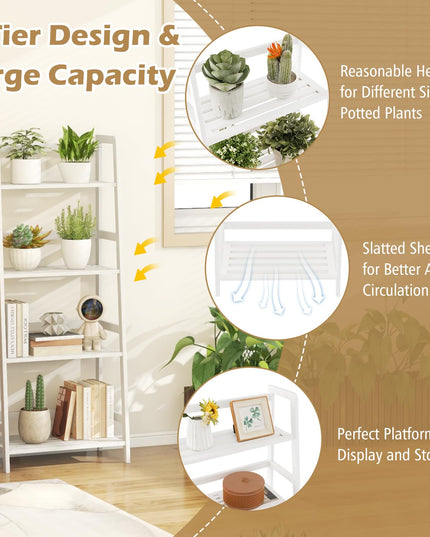 Giantex 4-Tier Bamboo Plant Stand Flower Pots Holder Display Shelf, 47.5"