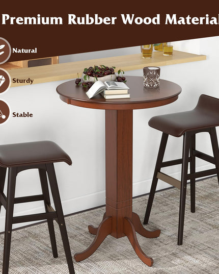 Giantex 30” Round Bar Table, Dining Table with Rubber Wood Frame