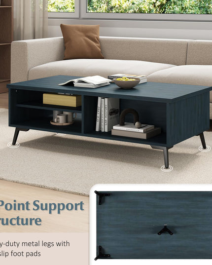 Giantex Mid Century Modern Coffee Table with Storage Shelves