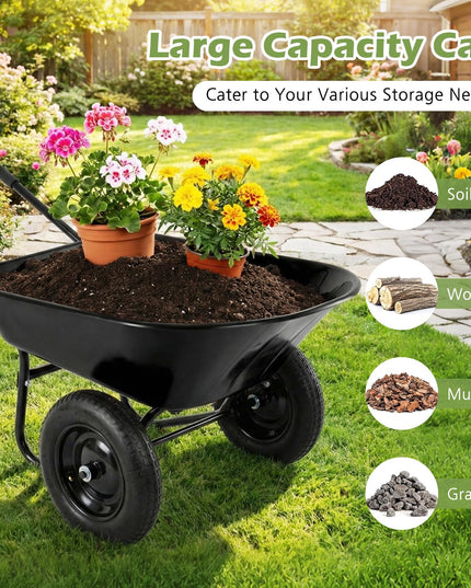 Chariot de jardin à deux roues Giantex – Brouette robuste de 150 kg