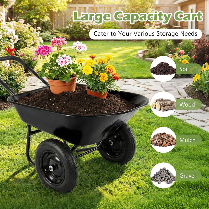 Giantex Dual-Wheel Garden Cart  330LBS Heavy Duty Wheelbarrow