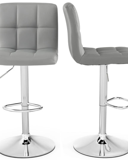 Giantex Bar Stool, Modern Swivel Adjustable Armless Barstools, Square Counter Height PU Leather Bar Stools