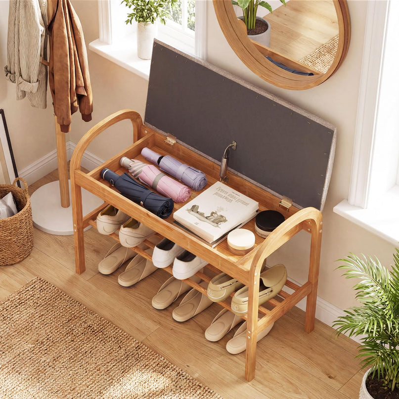 Banc porte-chaussures Giantex avec coussin rembourré pour le salon