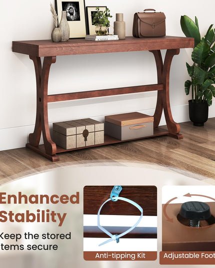 Giantex 52" Narrow Console Table Vintage Accent Entryway Table with Open Storage Shelf
