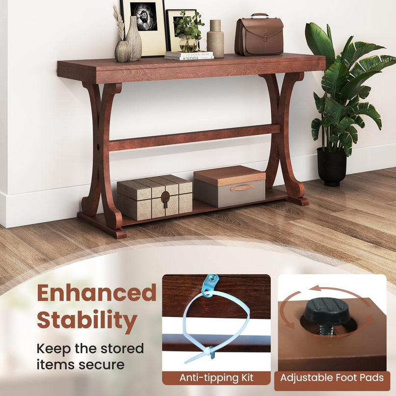 Giantex 52" Narrow Console Table Vintage Accent Entryway Table with Open Storage Shelf