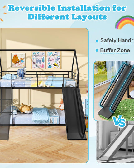 Giantex Twin Over Twin Bunk Bed with Slide & Ladder