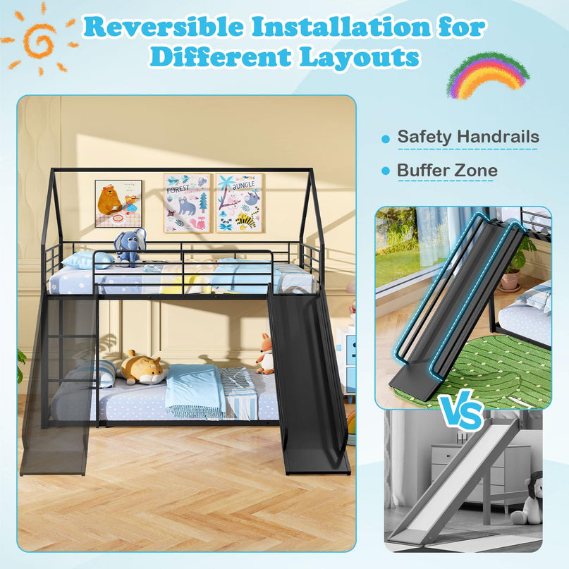 Giantex Twin Over Twin Bunk Bed with Slide & Ladder
