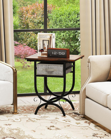 Giantex 21 Inch Tall End Table with Carved Metal Frame