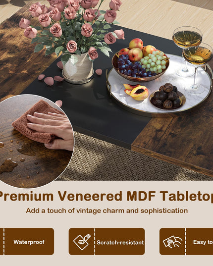 Giantex 55" Kitchen Table with 2 Benches & 2 Stools with X-Shaped Metal Frame