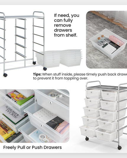 10 Drawers Rolling Cart, Classroom Organizers - Giantex