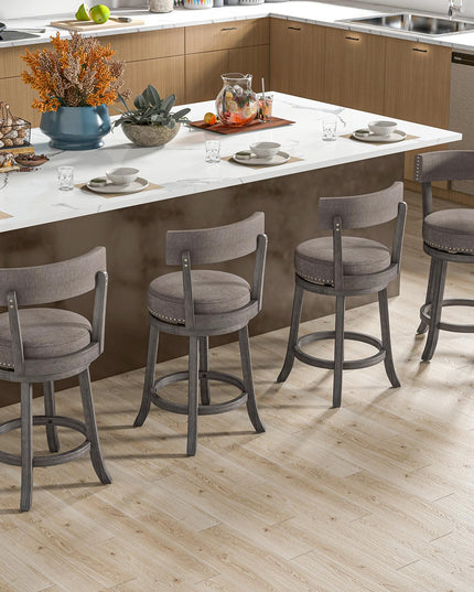 Giantex 26" Bar Stools Set, Swivel Counter Height Bar Chairs with Footrest, Rubber Wood Frame