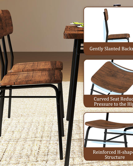 Giantex Dining Table Set for 4, Kitchen Table with Bench & 2 Chairs, Storage & Metal Frame