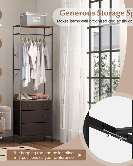 Giantex Clothes Rack with Drawers - Clothing Rack w/ 3-position Hanging Rod, Storage Shelves