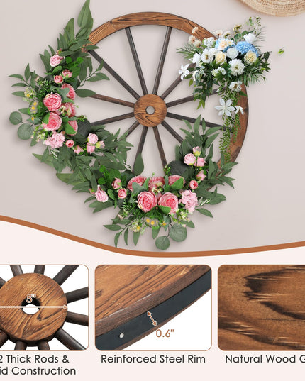 Giantex 30-Inch Wagon Wheels 4 Pieces, Decorative Wooden Wheels