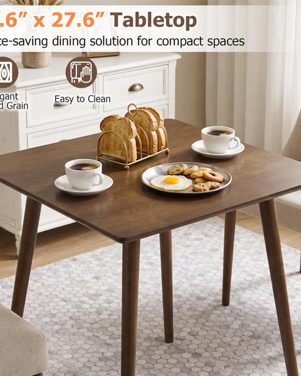 GIANTEX 27.6" Small Dining Table for 2-4 w/Solid Rubber Wood Legs