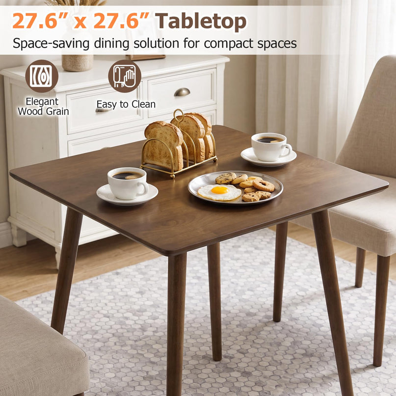 GIANTEX 27.6" Small Dining Table for 2-4 w/Solid Rubber Wood Legs
