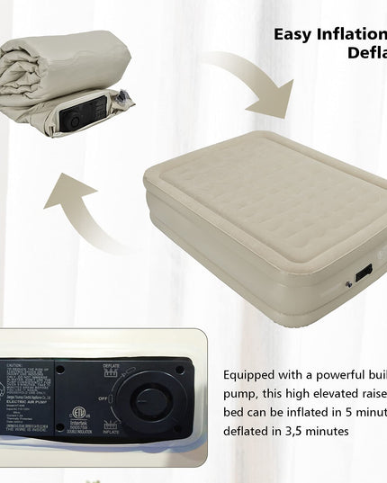 Giantex Air Bed with Built-in Pump, High Elevated Raised Mattress with Wavy Pull Strap
