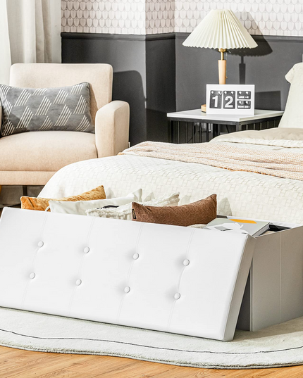 Giantex 45" Folding Storage Ottoman Bench, Faux Leather