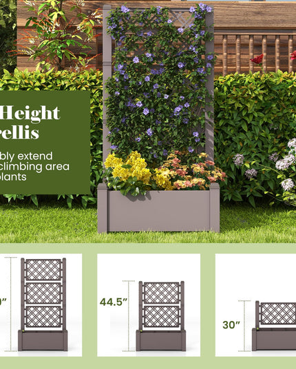 Giantex Raised Garden Bed with Trellis 59”, Self-Watering Planter Box with Water Level Indicator & Removable Space Dividers