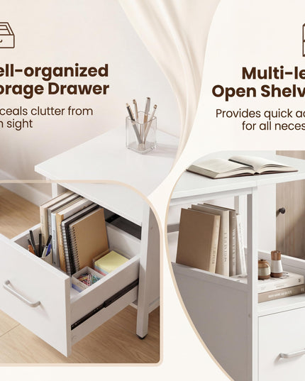 Giantex White Computer Desk w/Open Shelf and Storage Drawer
