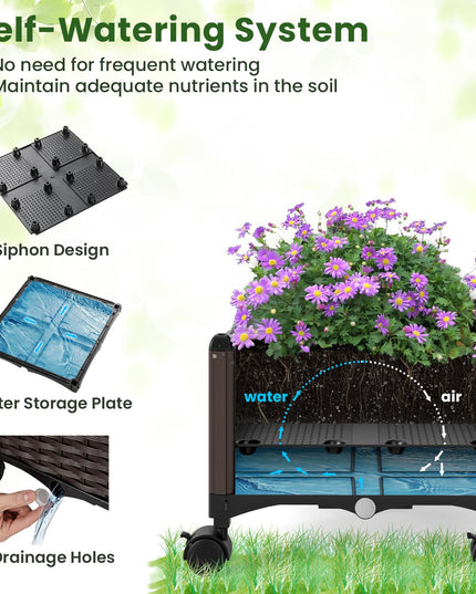 Giantex Raised Garden Bed with Wheels & Tomato Cage