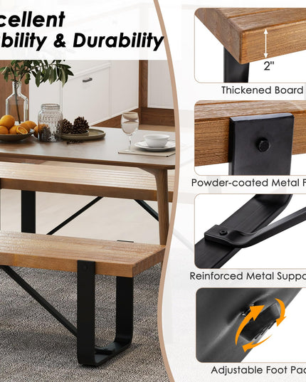 Giantex Dining Bench, 60 Inch Entryway Shoe Rack Bench, Long Kitchen Bench with Metal Frame