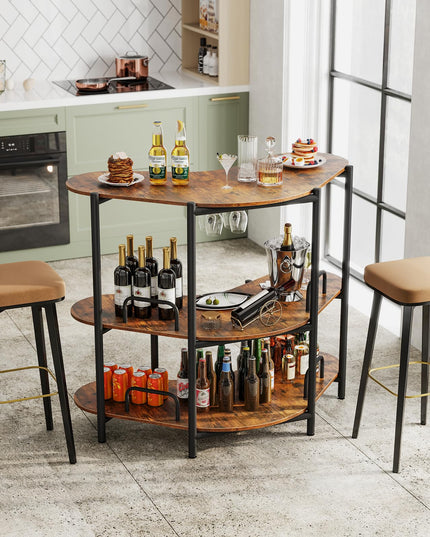 Giantex 3-Tier Bar Table, Corner Bar Cabinet, Liquor Home Bar Unit with Stemware Racks & Storage Shelves