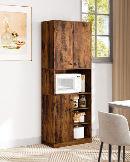 Giantex Pantry Organizers and Storage, 65.5" Tall Pantry Cabinet with Buffet Hutch, Microwave Countertop