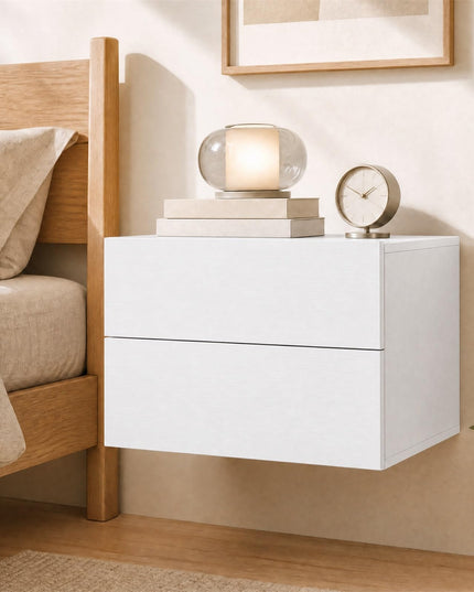 Giantex Floating Nightstand Set of 1/2 Wall-Mounted Table with 2 Drawers