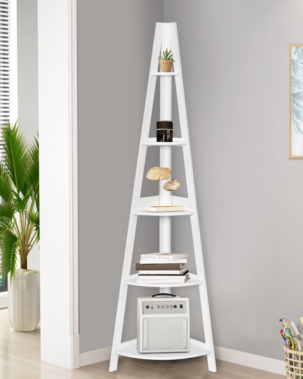5-Tier Corner Bookcase Ladder Bookshelf Plant Stand Home Office Furniture