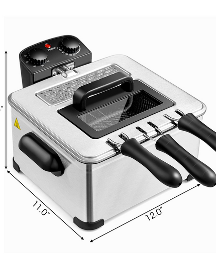 1700W Electric Deep Fryer with 3 Baskets - Giantex