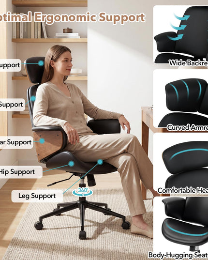 Giantex Ergonomic Office Chair with Headrest for Home Office & Study