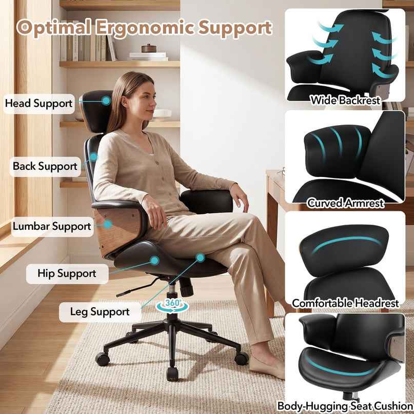 Giantex Ergonomic Office Chair with Headrest for Home Office & Study