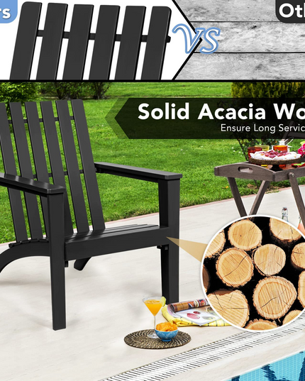 Giantex Wooden Adirondack Chair W/Ergonomic Design Outdoor Chair for Yard