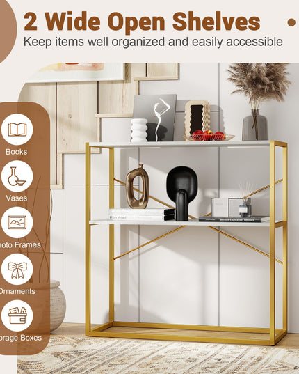 Giantex 36" Console Table with Open Storage Display Shelves and Heavy Duty Metal Frame