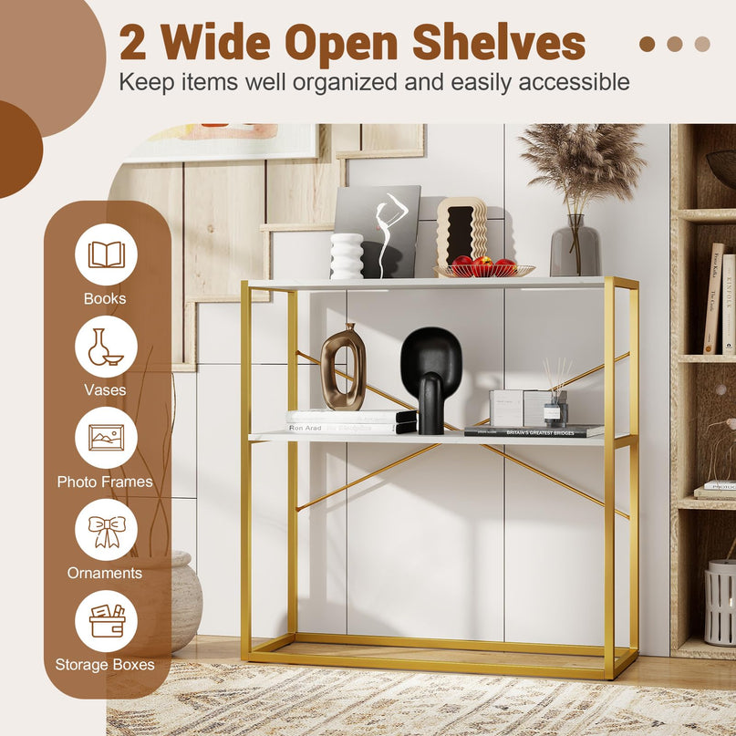 Giantex 36" Console Table with Open Storage Display Shelves and Heavy Duty Metal Frame