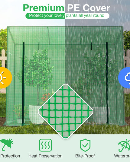 Giantex Walk-in Greenhouse, 4 Ground Stakes & Ropes, Outdoor Portable Mini Greenhouse w/ PE Cover
