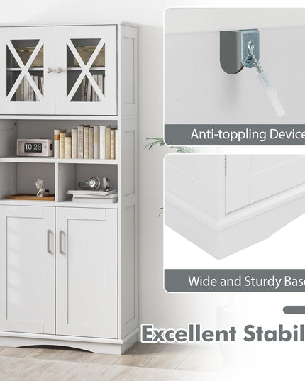 Giantex 57" Tall Bathroom Cabinet, Storage Cabinet with Acrylic Doors & Adjustable Shelves