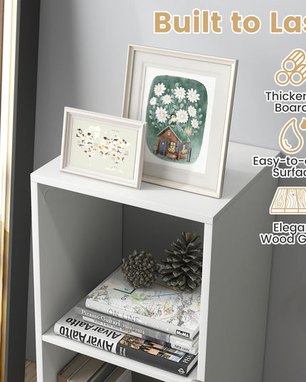 Giantex 2-Cube Bookcase, White Cubby Bookshelf w/Back Guardrail & Anti-Tipping Kits