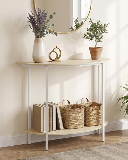 Giantex Half Moon Console Table | 40" Narrow Entryway Table with Storage Shelf