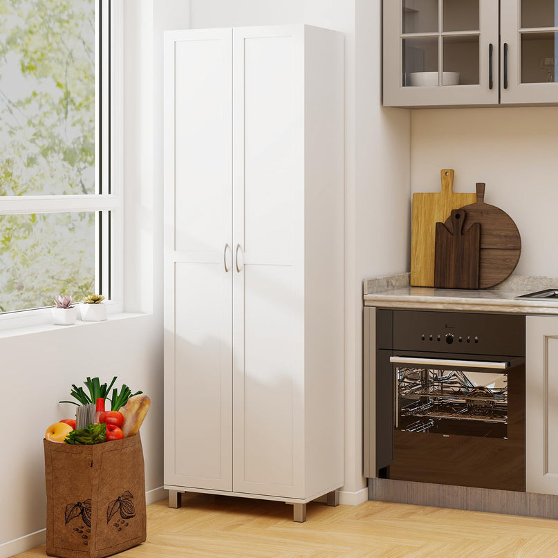 Giantex Kitchen Pantry Cabinet, 2 Door Cupboard with 5 Shelves, Storage Organizer for Kitchenware