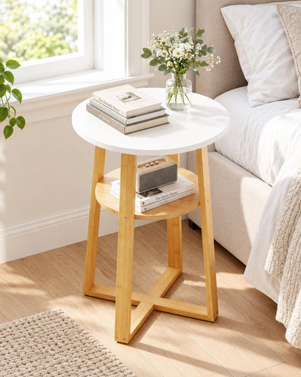 GIANTEX 24" Tall Small Round Side Tables Set of 2 with Open Storage Shelf
