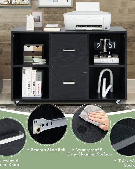 Giantex File Cabinet Office Organization - Filing Cabinet W/ 2 Drawers, 4 Open Compartments