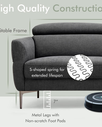 Giantex Couch, Upholstered Loveseat with Lift-up Headrest and Metal Legs