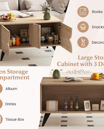 Giantex Mid Century Modern Coffee Table with Storage Accent Cocktail Table