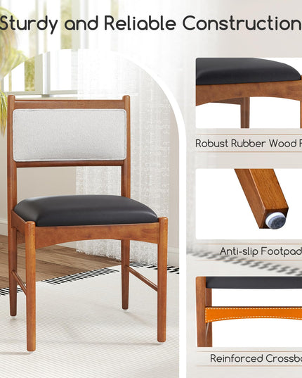 Giantex Wooden Dining Chairs, Upholstered Kitchen Chairs w/Rubber Wood Frame & Faux Leather Padded Seat