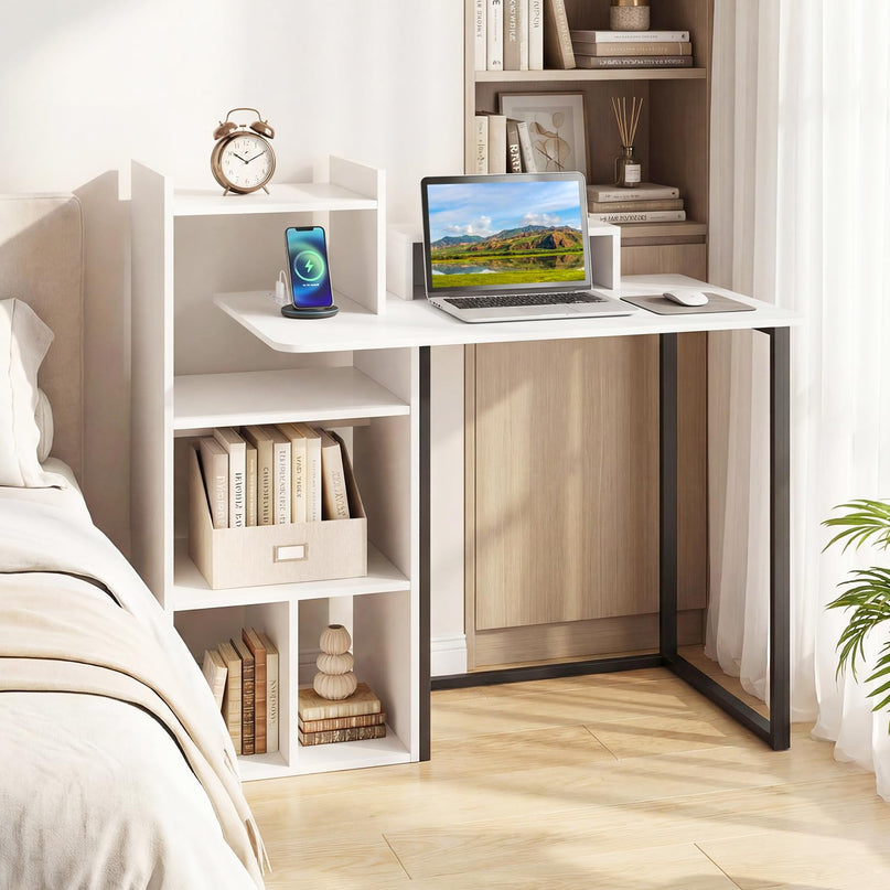 Giantex 43.5" Computer Desk with Power Outlets for Small Spaces