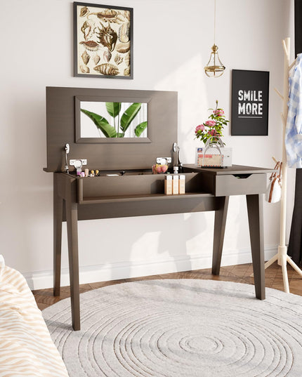 CHARMAID Vanity Table with Flip Top Mirror, 48'' Home Office Computer Desk