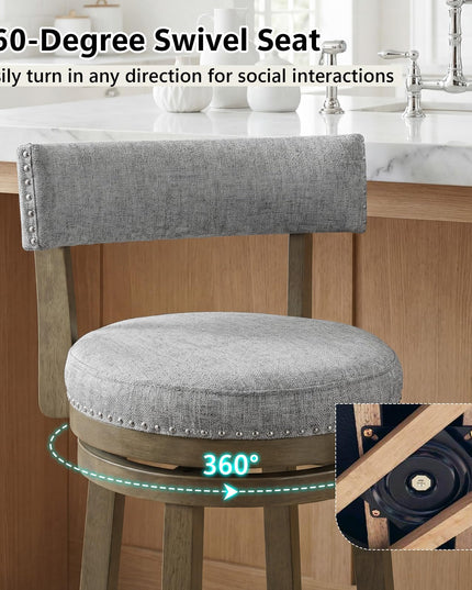 Giantex 27" Counter Height Stool with Linen Fabric Upholstered Seat & Back