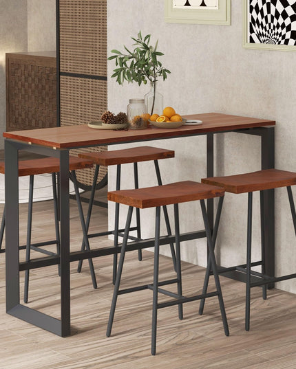 Giantex 24" Bar Stools Set of 2, Counter Height Bar Stools with Footrests, Solid Metal Legs